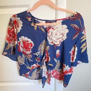 Shirt; Blouse Blue Floral